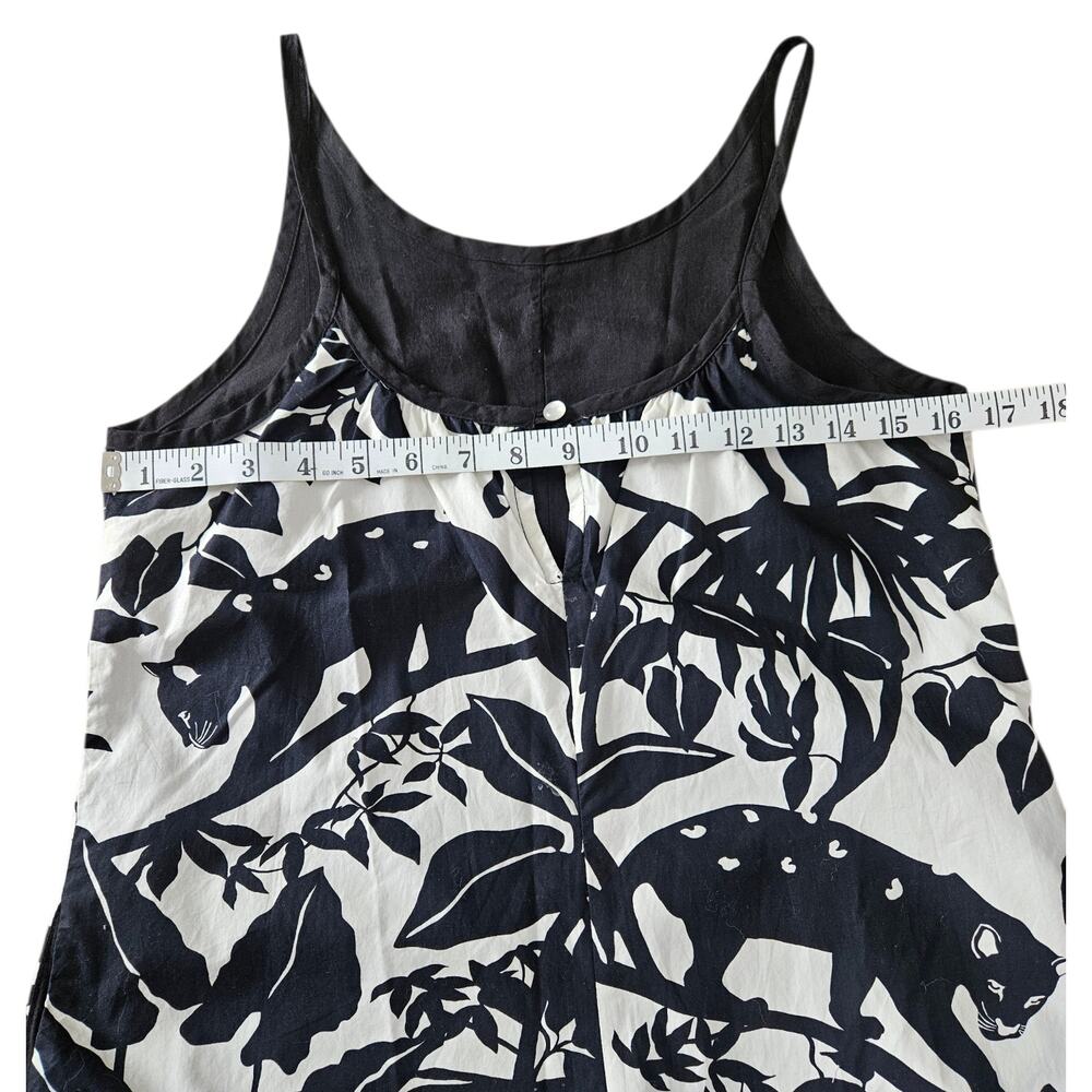 Anthropologie Maeve Chrysanthemum Black White Wite Leg Pant Jumpsuit Jungle XS - Picture 13 of 13